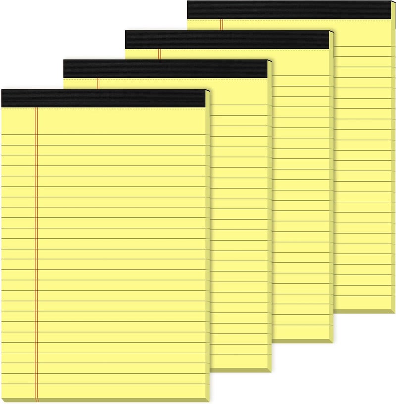 Aidunmis Yellow Legal Pads 5×8 Small Notepads 4 Pack Yellow Note Pads 5×8 College Ruled Perforated Writing Pads 80 GSM Lined Pads of Paper Writing Tablets 5×8 Memo Pads for Office, Home, School, 30 Sheet/ Pad - Image 1